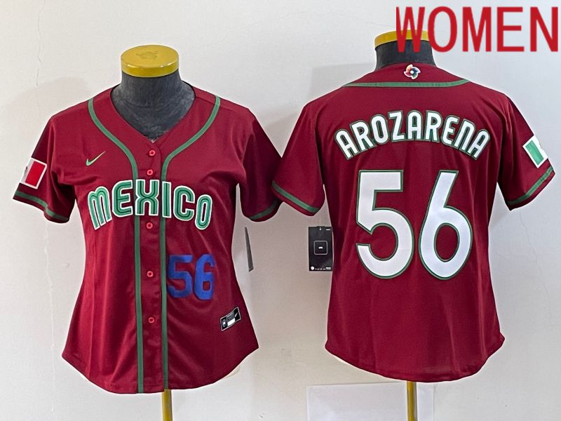 Women 2023 World Cub Mexico 56 Arozarena Red Nike MLB Jersey